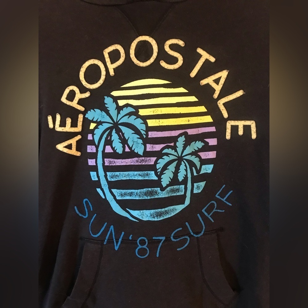 Aeropostale Women’s Sun Surf 87 Pullover Hoodie Navy Blue Size Large